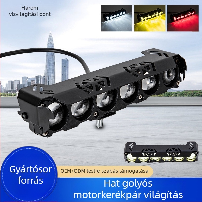 Hat LED-es motorkerékpár első fényszóró lencsével, 32W, 12-80V, IP67, 3000–6500 lm