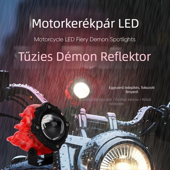 Motorkerékpár LED fényszóró, alumínium ház, 12V, LED fényforrás, vízálló, modell Motor293