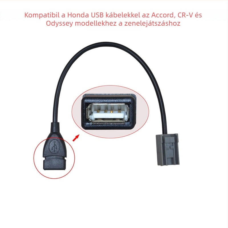 Honda USB autókábel; kompatibil a nyolcadik generációs Odyssey, Crosstour, Inspire és Accord fejegységéhez; MP3 lejátszás támogatott