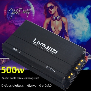 Class D nagy teljesítményű autós passzív subwoofer erősítő, egycsatornás digitális, kettős hangtekercses, 500W