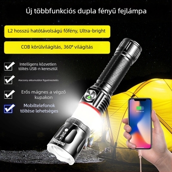 Autóreparációs munkalámpa, LED, mágneses alap, USB töltés, 360° forgás, 20W, 4800mAh