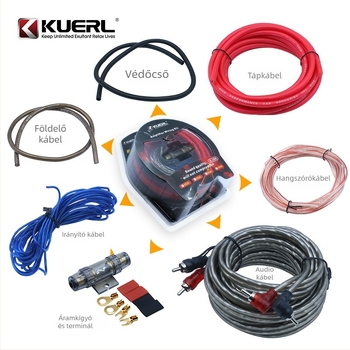 Autóhifi erősítő kábelkészlet, subwooferhez, 10/8/6/4 AWG
