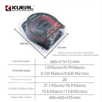 Autóhifi erősítő kábelkészlet, subwooferhez, 10/8/6/4 AWG