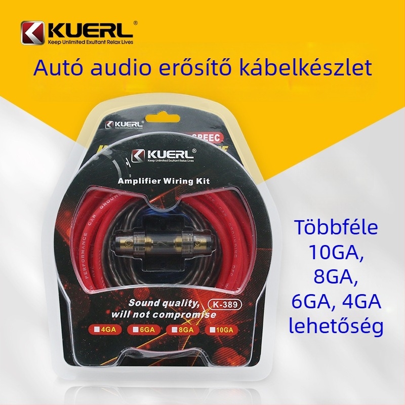 Autóhifi erősítő kábelkészlet, subwooferhez, 10/8/6/4 AWG