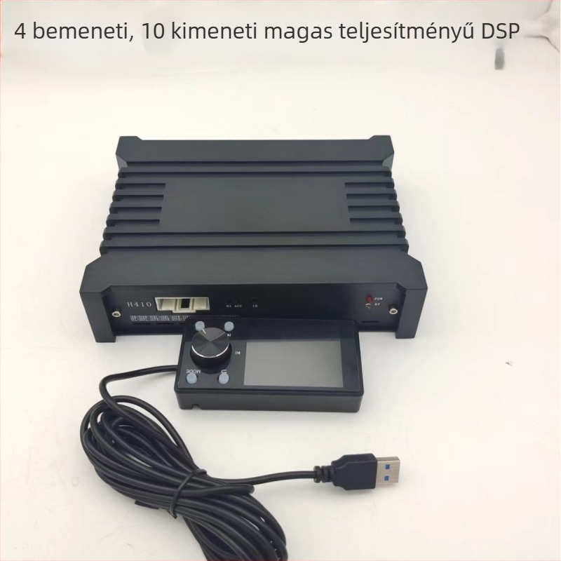 Bluetoothos DSP autóhifi erősítő, 31-szegmens DSP, 10-csatornás veszteségmentes hangfeldolgozás, 70W, 12V bemenet, modell 410, alumínium ötvözet ház