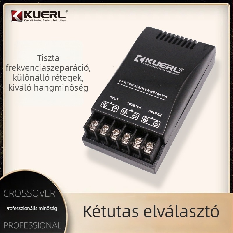KUERL 655D autóhifi kétutas crossover (frekvencia osztó), műanyag, minden modellhez