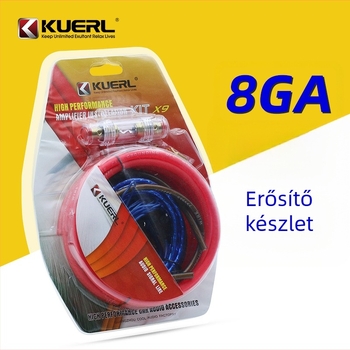 Autóhifi tápkábel, 8AWG rézbevonat alumínium, 12-24V, 800-1200W, Modell K-X9 8GA
