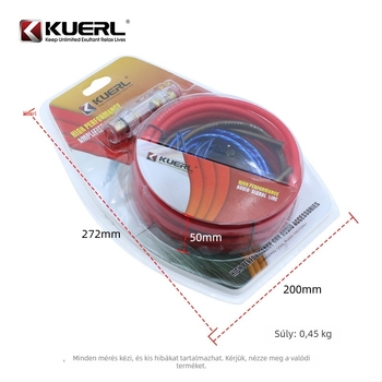 Autóhifi tápkábel, 8AWG rézbevonat alumínium, 12-24V, 800-1200W, Modell K-X9 8GA