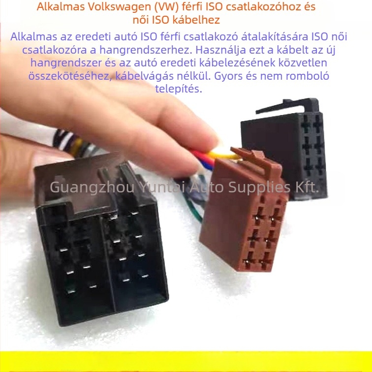 VW-004 Evoresn/Yisen ISO audio módosító kábel, ónbevonatú réz, Volkswagen-kompatibilis, ISO adapter a régi és új csatlakozásokhoz