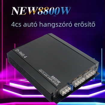 4-csatornás autóhifi erősítő, 8800W, 12V, alumínium ötvözet ház