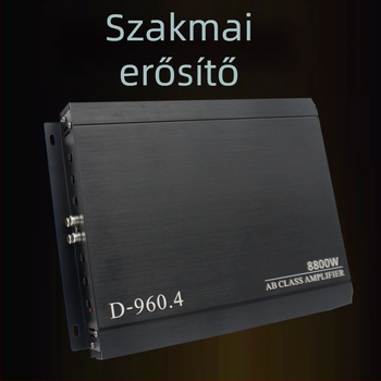 4-csatornás autóhifi erősítő, 8800W, 12V, alumínium ötvözet ház