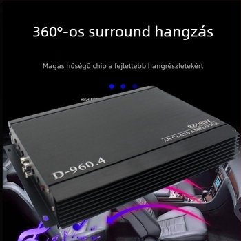 4-csatornás autóhifi erősítő, 8800W, 12V, alumínium ötvözet ház