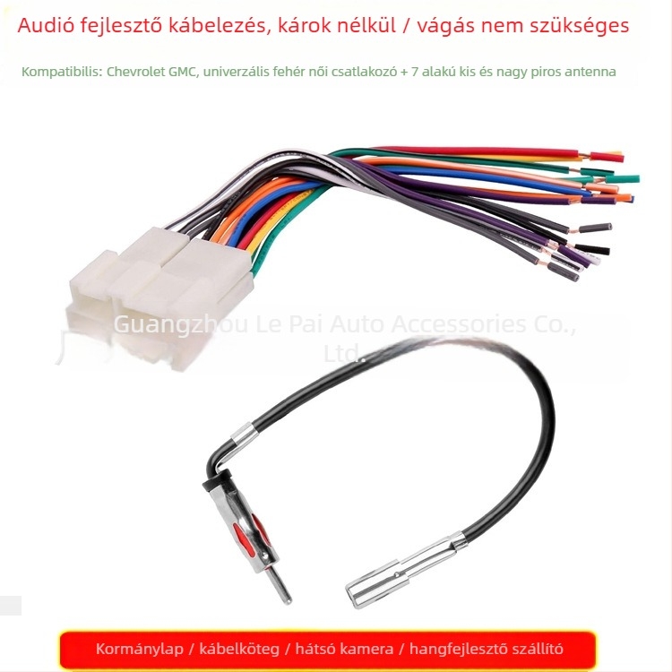 Chevrolet, GMC és más univerzális fejegységekhez módosított DVD navigációs tápkábel antennával | 12V, 25 g, műanyag + fém, Peak