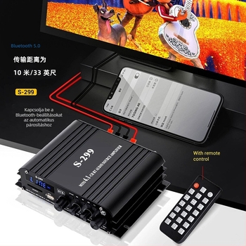 4.1-csatornás aktív subwoofer Bluetooth-kiegészítéssel, USB/SD-kártya, 12V 800W