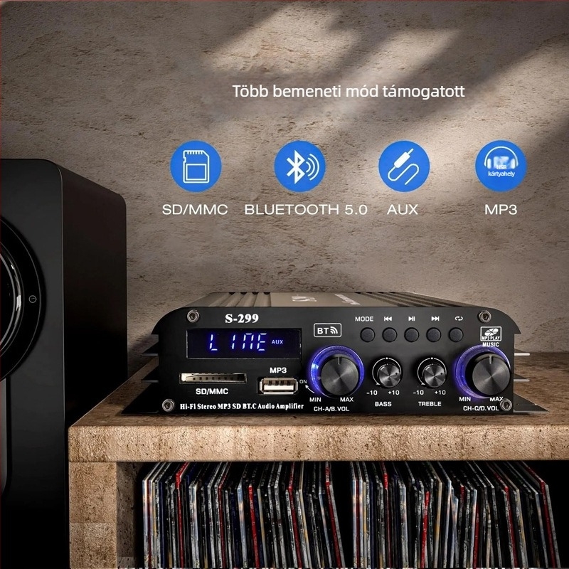 4.1-csatornás aktív subwoofer Bluetooth-kiegészítéssel, USB/SD-kártya, 12V 800W