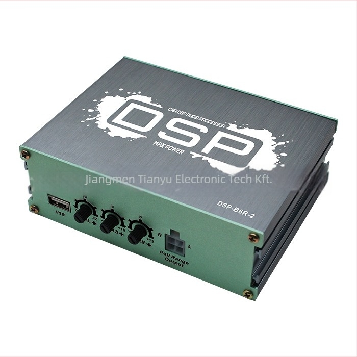DSP-6RCA Kétcsatornás erősítő, 260W, 12V, SNR 93dB, Alumínium arany burkolatú ház, univerzális Android nagy képernyős készülékekhez