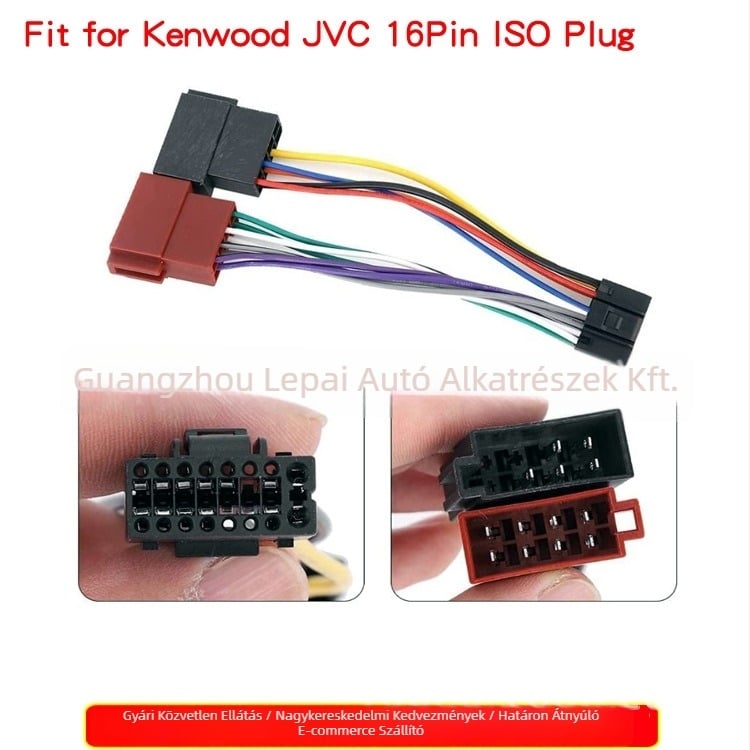 CD lejátszó hátsó kábel ISO csatlakozóval – kompatibil Kenwood és JVC autóhifi