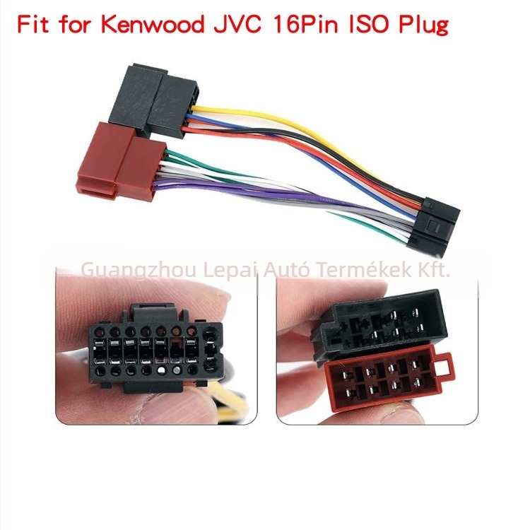 CD lejátszó hátsó kábel ISO csatlakozóval – kompatibil Kenwood és JVC autóhifi