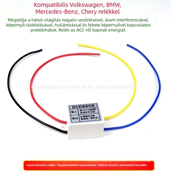 Tolató kamera relé kompatibil VW Lavida, Tiguan, Passat, Audi, BMW, Octavia, Chery; súly 20 g; anyag: műanyag + fém; márka Fengdu