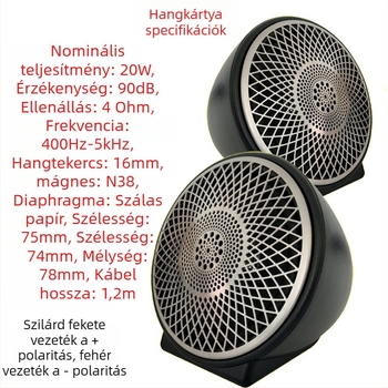 Autó középső hangszóró, 3-utas crossover, 20W, 0,9 kg