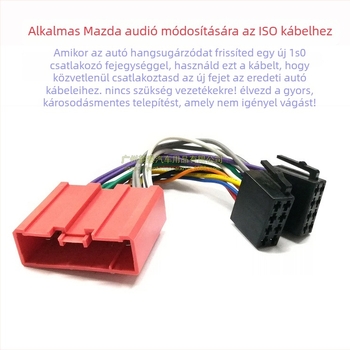 Mazda Audio/Navigation ISO kábel adapter – Modell MZD-01, anyag: ónnal bevont réz, tömeg 0.05 kg, márka Evoresn/Yisen, alkalmas Mazda
