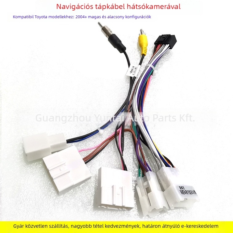 Toyota Android navigációs tápkábel, 16-pinos farokkábel, modell TO-002, Evoresn/Yisen, kompatibil Toyota Android egységekkel