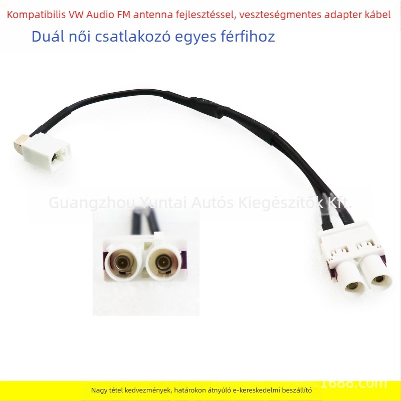 VW CD lejátszó FM antenna adapter — réz, két női csatlakozóból egy férfi, rádió módosítás