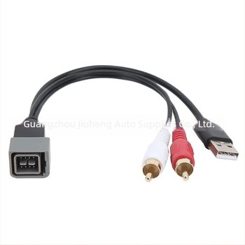 Autó audio adapter USB adatkábel és 2 utas RCA hanggal Nissan Qashqai/X-Trail/Juke számára, 12V, műanyag + fém, 30 g