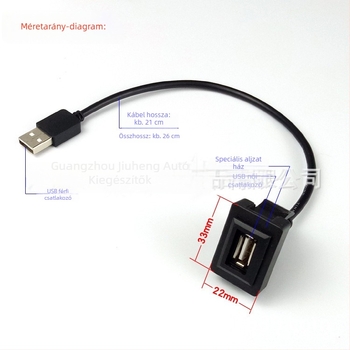 USB autós csatlakozó Toyota modellekhez: Vios, Camry, RAV4, Corolla, Highlander, Levin, Prado — 12V, 30 g, műanyag + fém, Peak autóalkatrészek