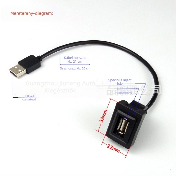 USB autós csatlakozó Toyota modellekhez: Vios, Camry, RAV4, Corolla, Highlander, Levin, Prado — 12V, 30 g, műanyag + fém, Peak autóalkatrészek