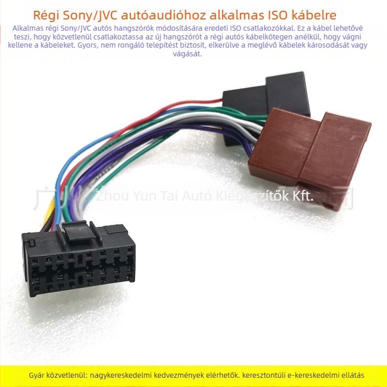 Autóhifi bekötő kábel JVC-01 ISO-hoz, ónnal bevont réz, 0,06 kg, Evoresn/Yisen
