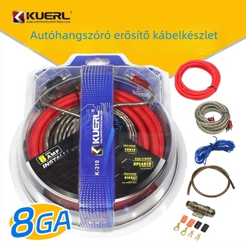 8GA autóhifi erősítő kábel, réz bevonat alumínium anyaggal, 12-24V, 600-1000W, modell K-310