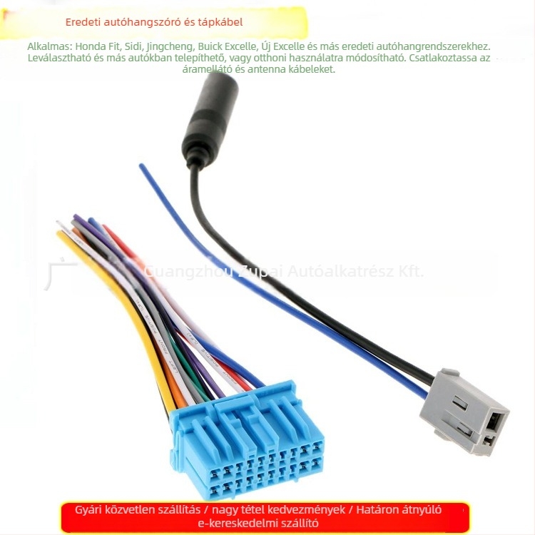 Autó CD audio tápláló és FM antenna férfi csatlakozó – 12V, műanyag + fém, 0,025 kg; Peak autóalkatrészek; kompatibil régi Honda/Accord/Scenic/Suzuki