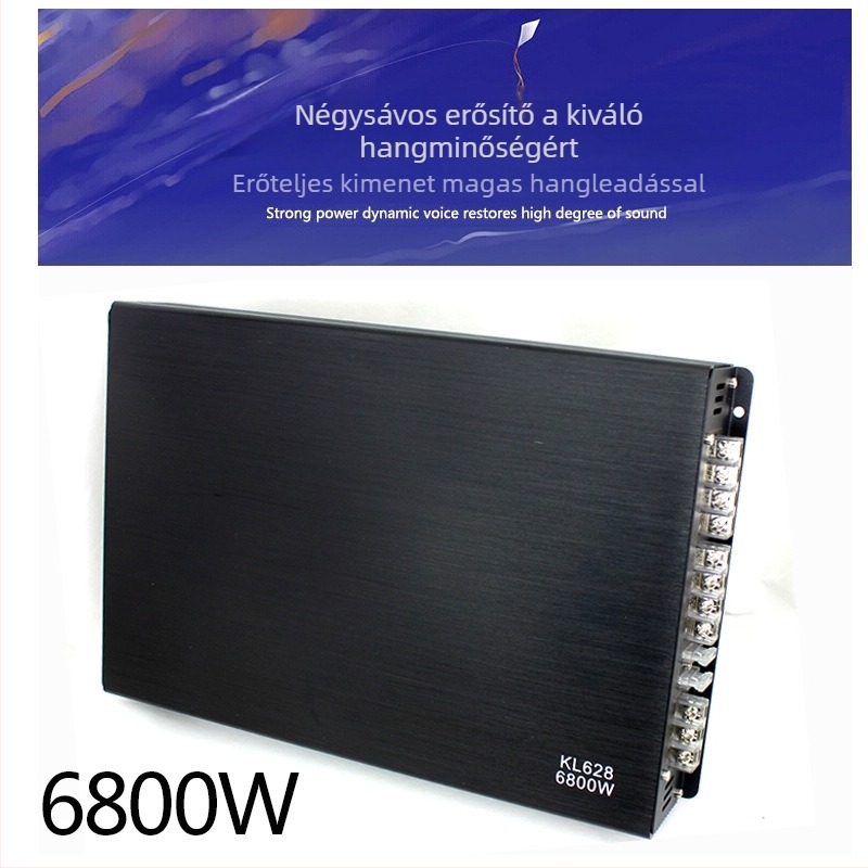 KL628 autóhifi erősítő, 4-csatornás, 12V, 6800W, univerzális