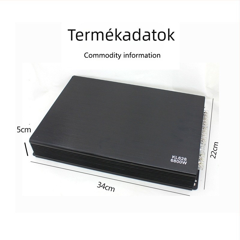 KL628 autóhifi erősítő, 4-csatornás, 12V, 6800W, univerzális
