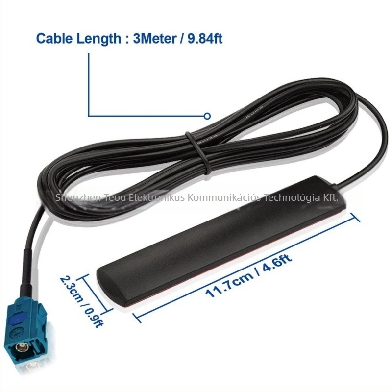4G LTE patch antenna autóhifi/autó videóhoz Bluetooth-al, FAKRA csatlakozóval – 50 Ω, 7 dBi, SWR ≤ 1.5