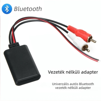 Autóba szóló Bluetooth zenei kábel, univerzális típus, 2 RCA férfi csatlakozó, Bluetooth RCA audio kábel, AUX kábel