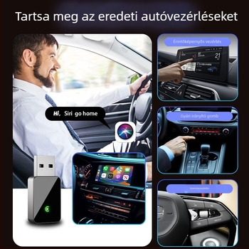 Vezeték nélküli CarPlay adapter autókhoz, amelyekben vezetékes CarPlay vagy Android Auto található, ABS ház, Android 8.0 előre telepítve, TF-kártya 256GB-ig, 5V/0.75W tápegység