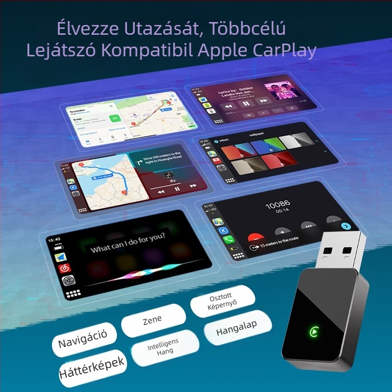 Vezeték nélküli CarPlay adapter autókhoz, amelyekben vezetékes CarPlay vagy Android Auto található, ABS ház, Android 8.0 előre telepítve, TF-kártya 256GB-ig, 5V/0.75W tápegység
