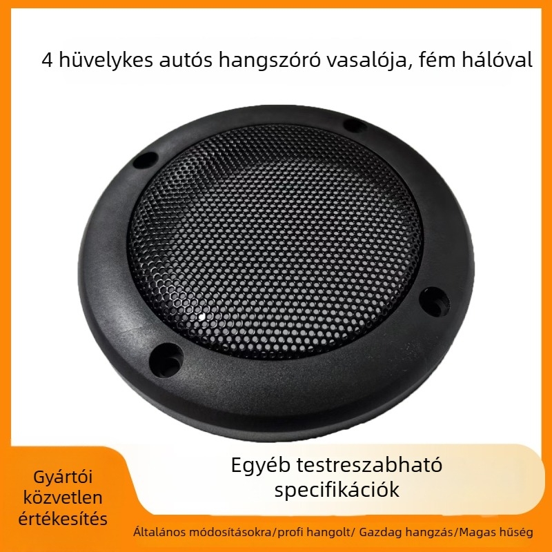 Kör alakú fém hangszóróhálóval ellátott védőburkolat autóhoz, univerzális