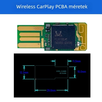 CarPlay vezeték nélküli autóadapter – átalakítás kábelről vezeték nélküli CarPlayre Android Auto-val, PCBA megoldás, RTL8730EAM panel, 0,003 kg, 5V, kompatibil VW, Audi, Mercedes-Benz, Toyota, Honda