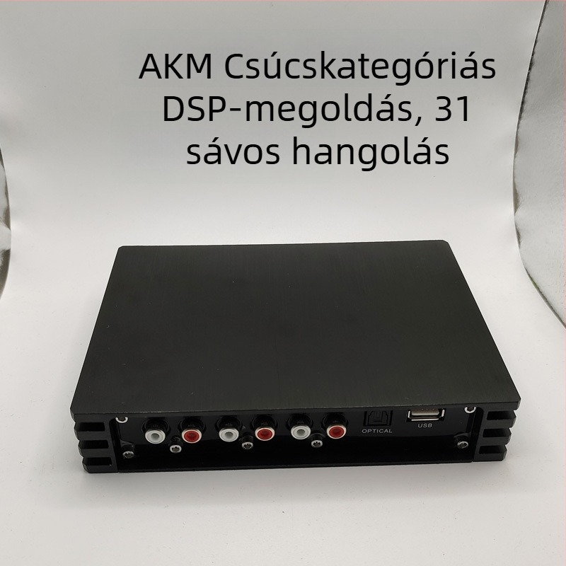 DSP autóral erősítő, 4x75W, 12V tápegység, 10-csatornás DSP hangfeldolgozó, 31-sávos equalizer
