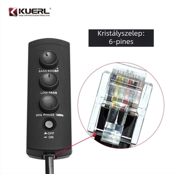 Távirányos hangerő-szabályzó autóban használt szubwooferhez a pótkeréken — Modell K-BT03, Márka Kuerl/Cool, PVC, 0,2 kg