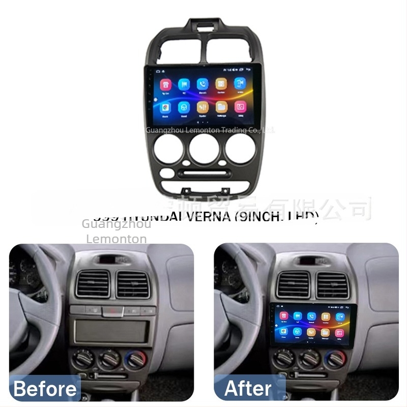 Android navigációs középkonzol keret, nagy képernyős panel, kompatibil Hyundai Rena 1999