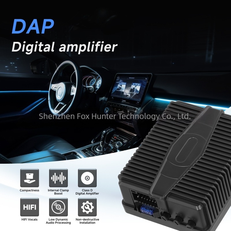 Android nagy képernyő- DSP autó erősítő — DAP001, Fox hunter, 9-16V, 25A, univerzális Androidos nagy képernyős rendszerekhez