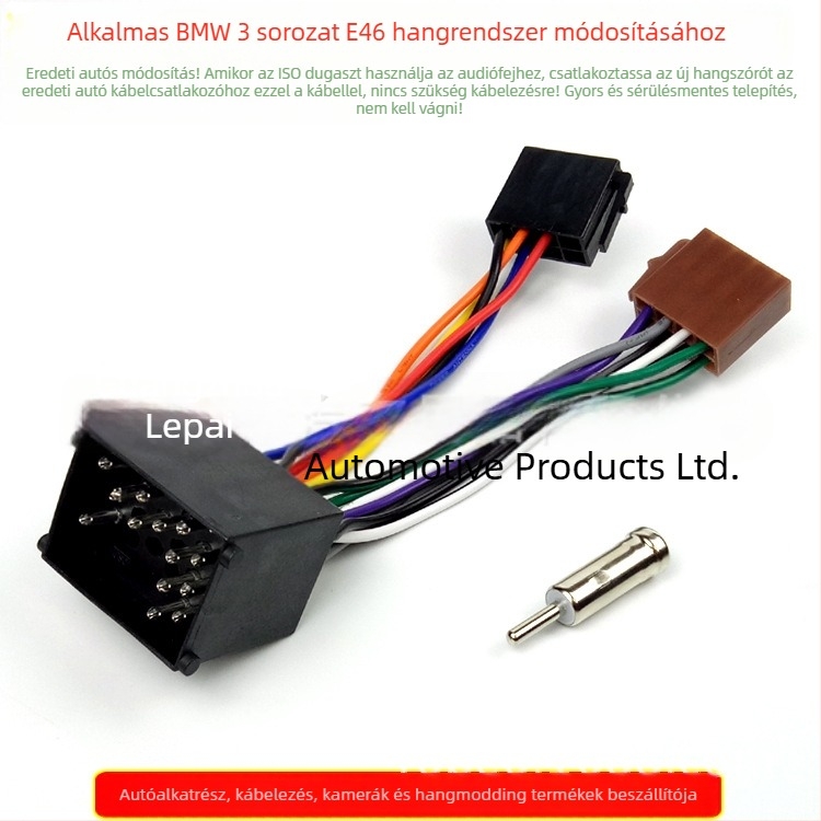 CD-lejátszó kábel-adapter autóhoz – kompatibilis VW, BMW E46, Mini és Land Rover, ISO európai szabvány