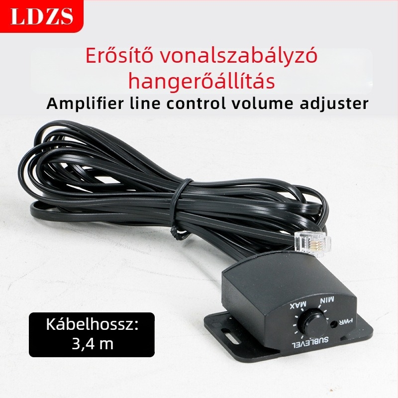 Autóerősítő hangerő távirányító — vezetékes 12V PVC egység, univerzális kompatibilitás, tömeg 0.1 kg, modell: Car amplifier volume remote controller, márka: Ldzs, testreszabás elérhető