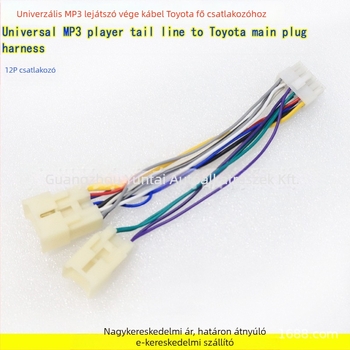 Univerzális MP3 USB 12-tűs kábelház ISO európai dugóval MP3 kártya behelyező gépekhez, réz, modell MP3-01