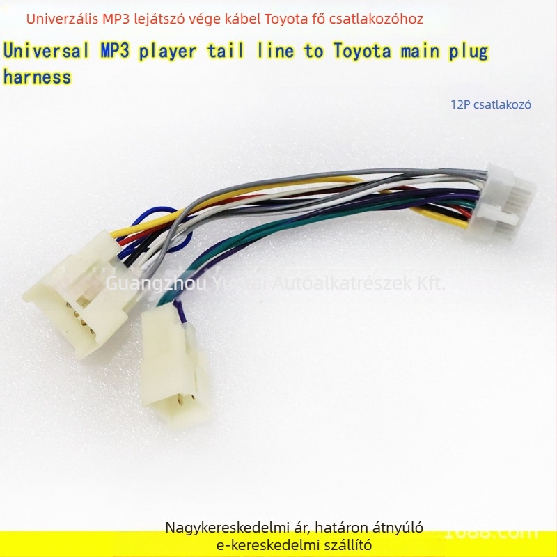 Univerzális MP3 USB 12-tűs kábelház ISO európai dugóval MP3 kártya behelyező gépekhez, réz, modell MP3-01