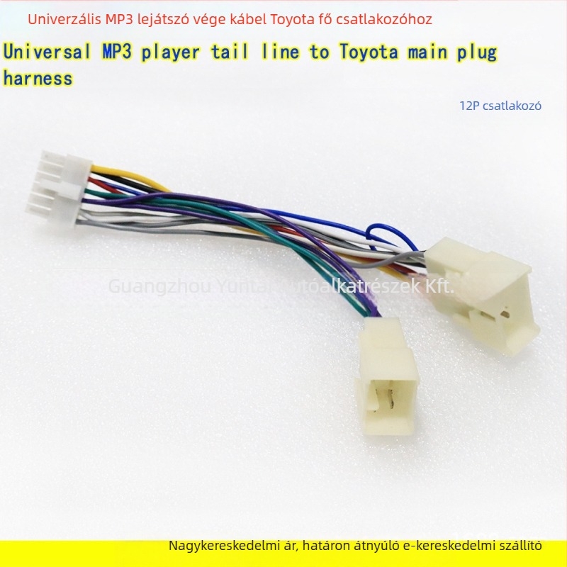 Univerzális MP3 USB 12-tűs kábelház ISO európai dugóval MP3 kártya behelyező gépekhez, réz, modell MP3-01